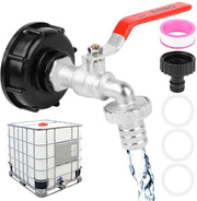 Accessori per serbatoio IBC - Rubinetto universale 3/4 pollici - Capacità 1000 litri - Rubinetto a sfere - Tubo di gomma per giardino in rame - Materiale resistente alla corrosione
