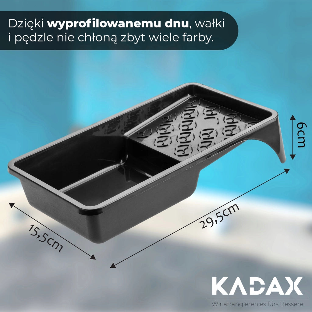 Vassoio grande per pittura KADAX 155x295 mm per set di rulli per pittura, nero, 6 pezzi