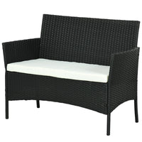 Divano da Giardino a 2 Posti con Cuscino e Braccioli 100x54x80cm in Rattan PE e Acciaio Nero