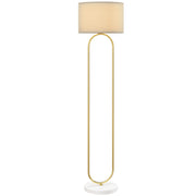 Lampada da Terra Moderna Design ad Arco Ø38x156 cm in Metallo e Tessuto Oro