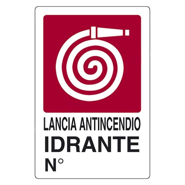 CARTELLO SEGNALETICA LANCIA ANTINCENDIO IDRANTE  - EUROSIGNALS