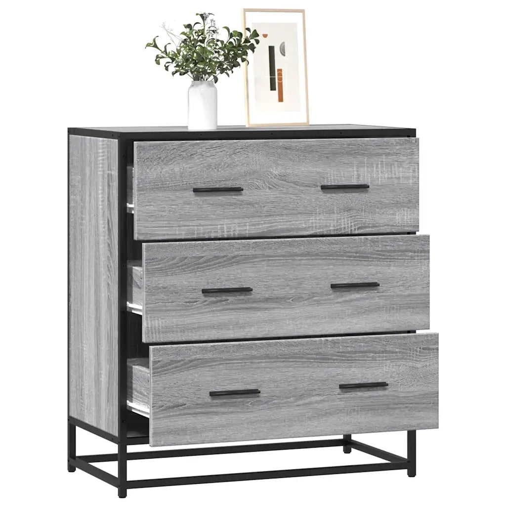 Credenza Grigio Sonoma 68x35x76 cm in Truciolato e Metallo 848972