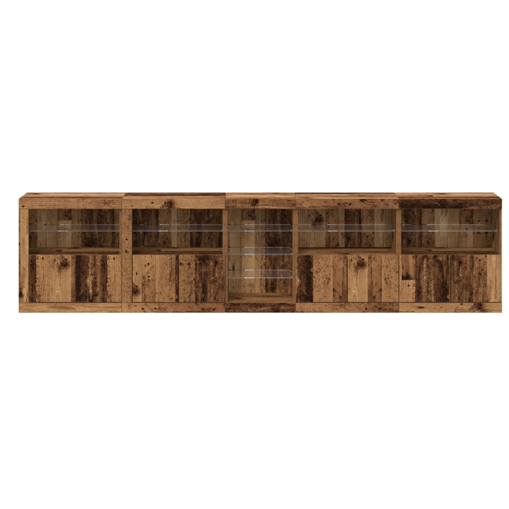 Credenza con luci LED Legno vecchio 283x37x67 cm Legno ingegnerizzato