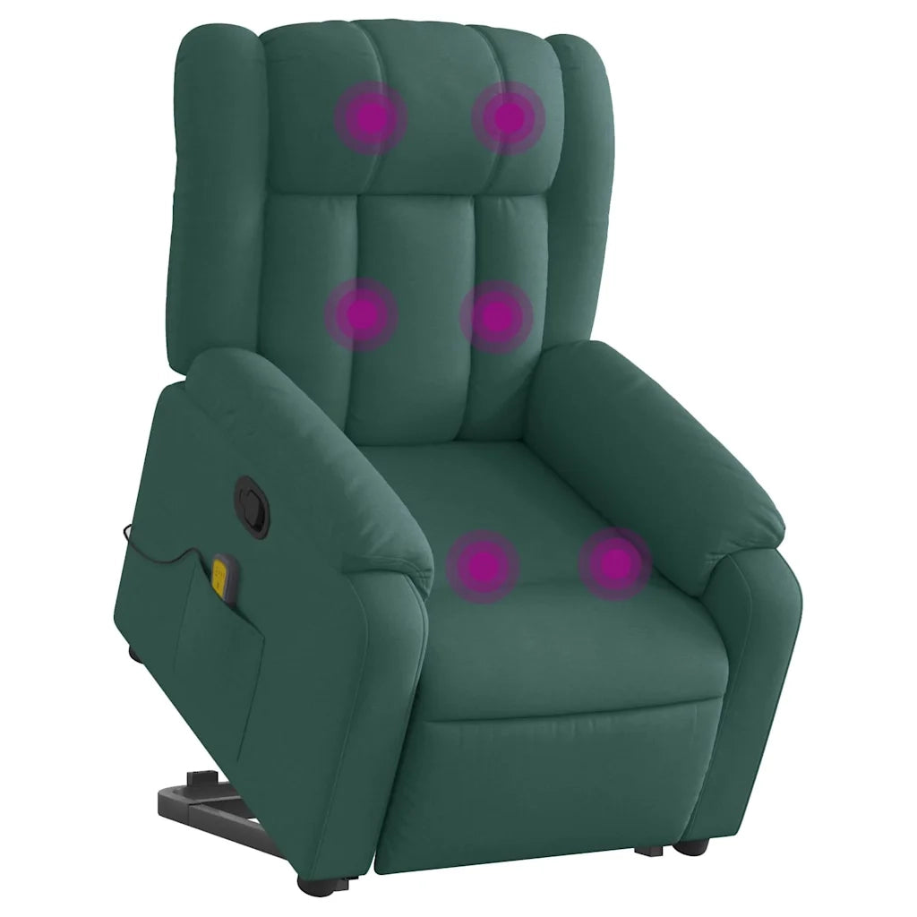 Poltrona Alzapersona Massaggiante Verde Scuro in Tessuto 3205334