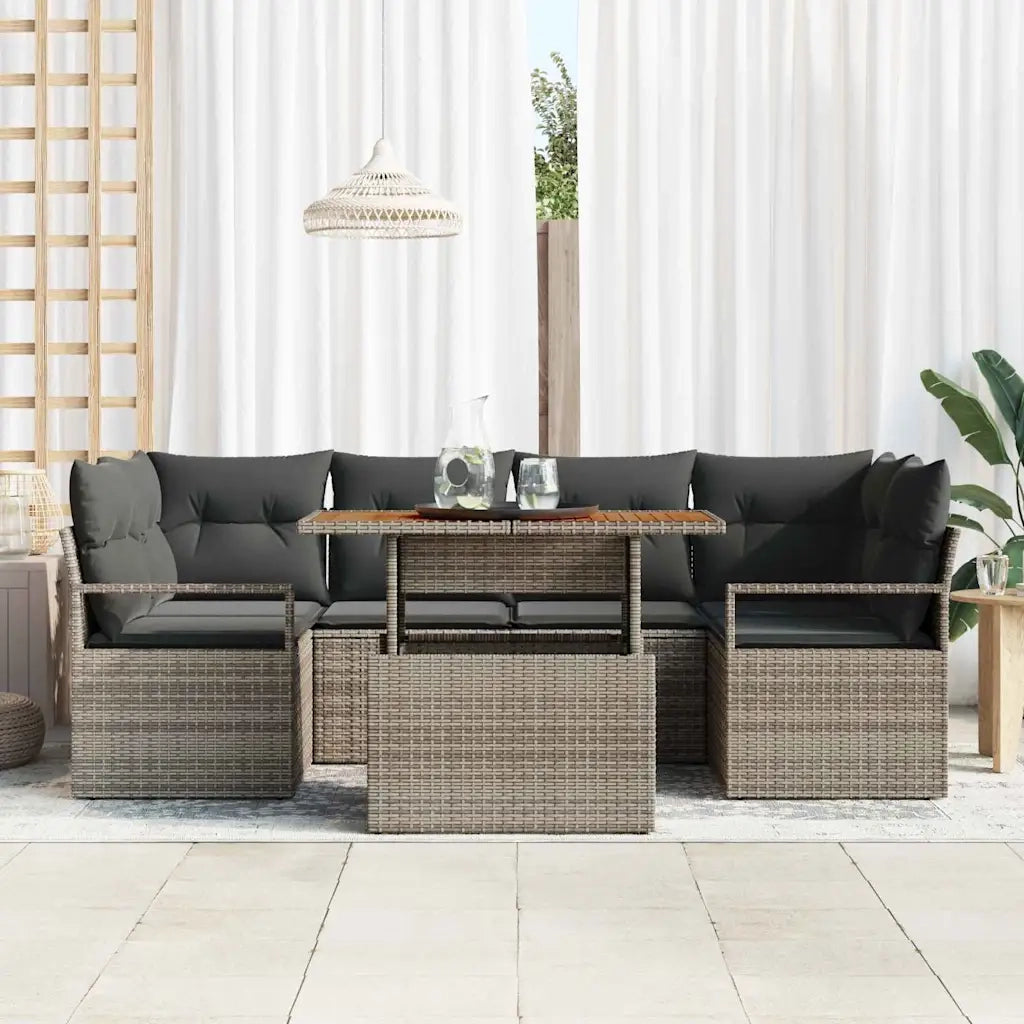 Set Divano da Giardino 7 pcs Grigio Poly Rattan 3358400