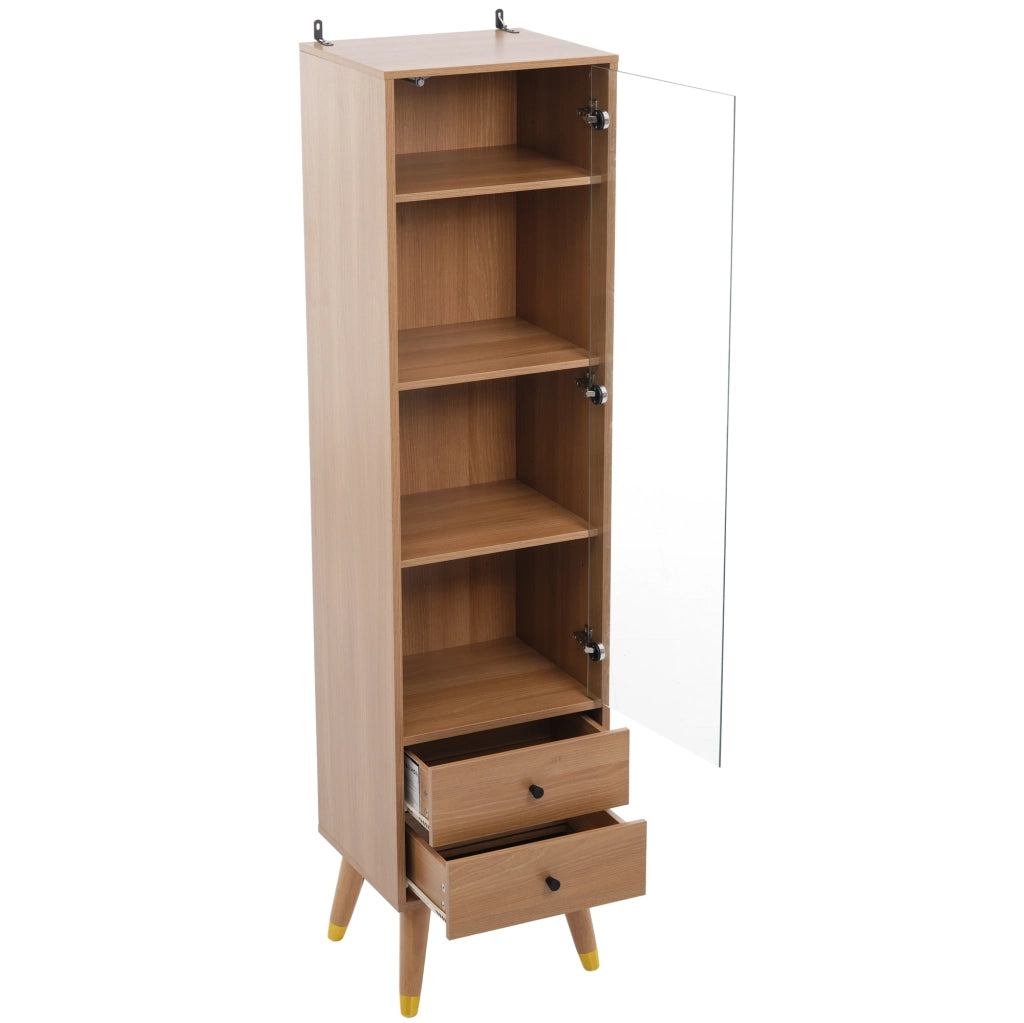Vetrina con 3 ripiani regolabili e 2 cassetti - per soggiorno - in MDF - Wood