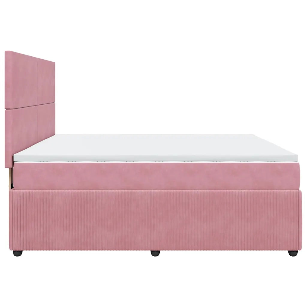 Giroletto a Molle con Materasso Rosa 180x200 cm in Velluto