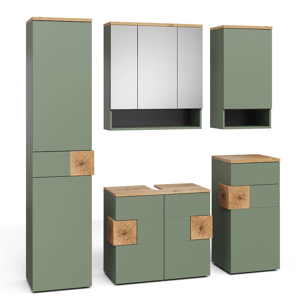 Vicco Set di mobili da bagno Verde/Artigianale 5 parti