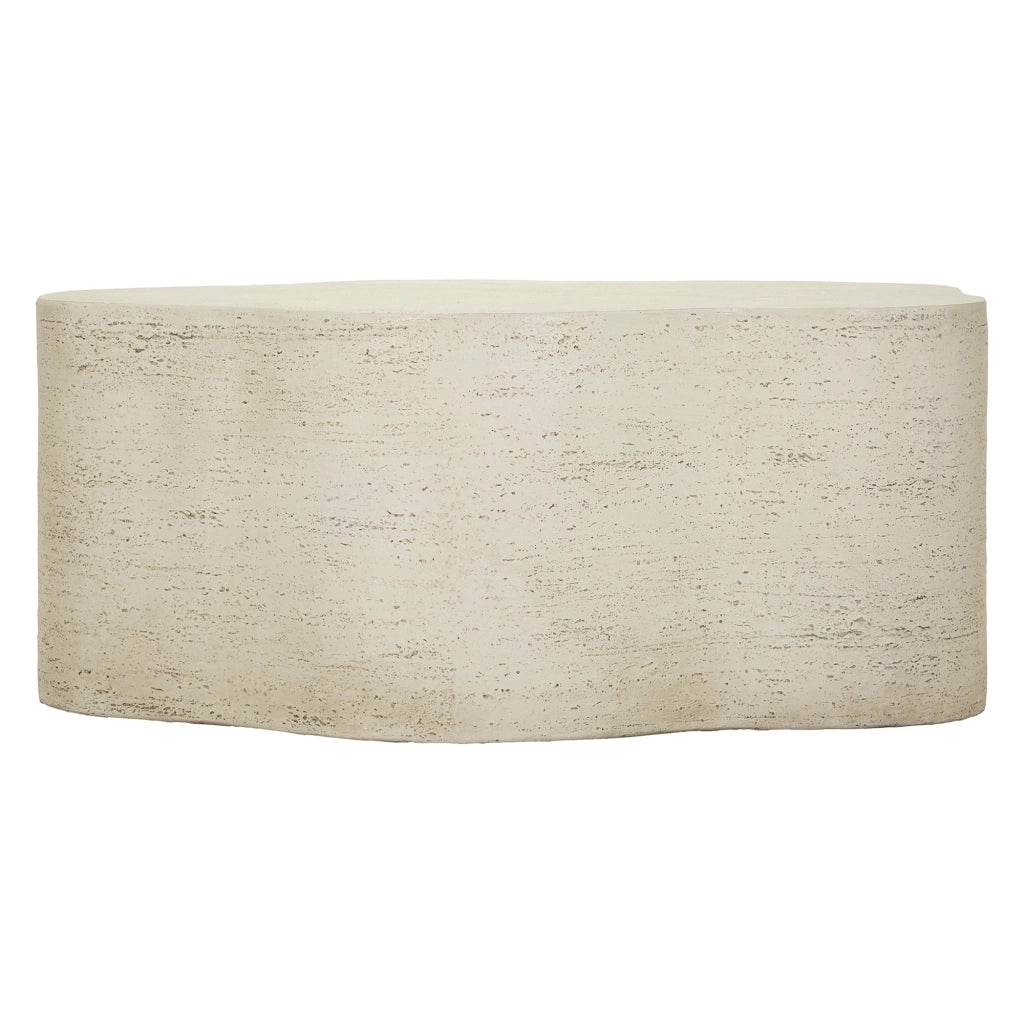 Sefrou, Tavolino da Salotto Adatto per Indoor/outdoor Effetto Pietra, 62x48x100h cm Bianco Crema