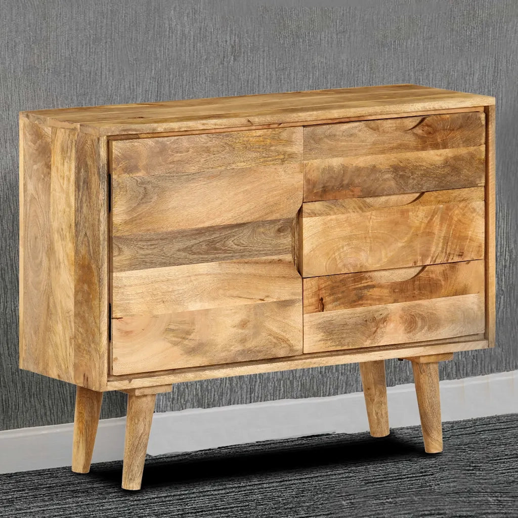 Credenza in Legno Massello di Mango 90x30x69 cm 246789