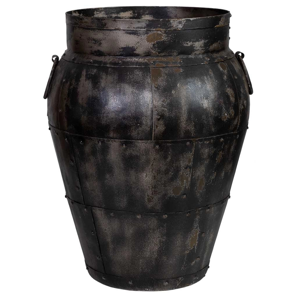 Vaso in metallo nero invecchiato 45x45x57