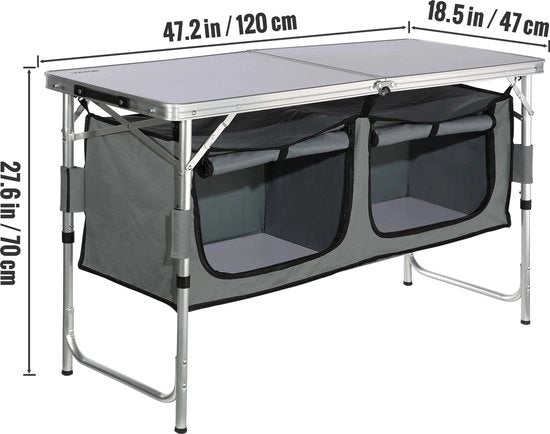 Cucina da Campeggio - Cucina per Campeggio - Cucina Esterna - Cassettoni Cucina - Cucina Esterna Inclinabile - Grigio - Ripiegabile