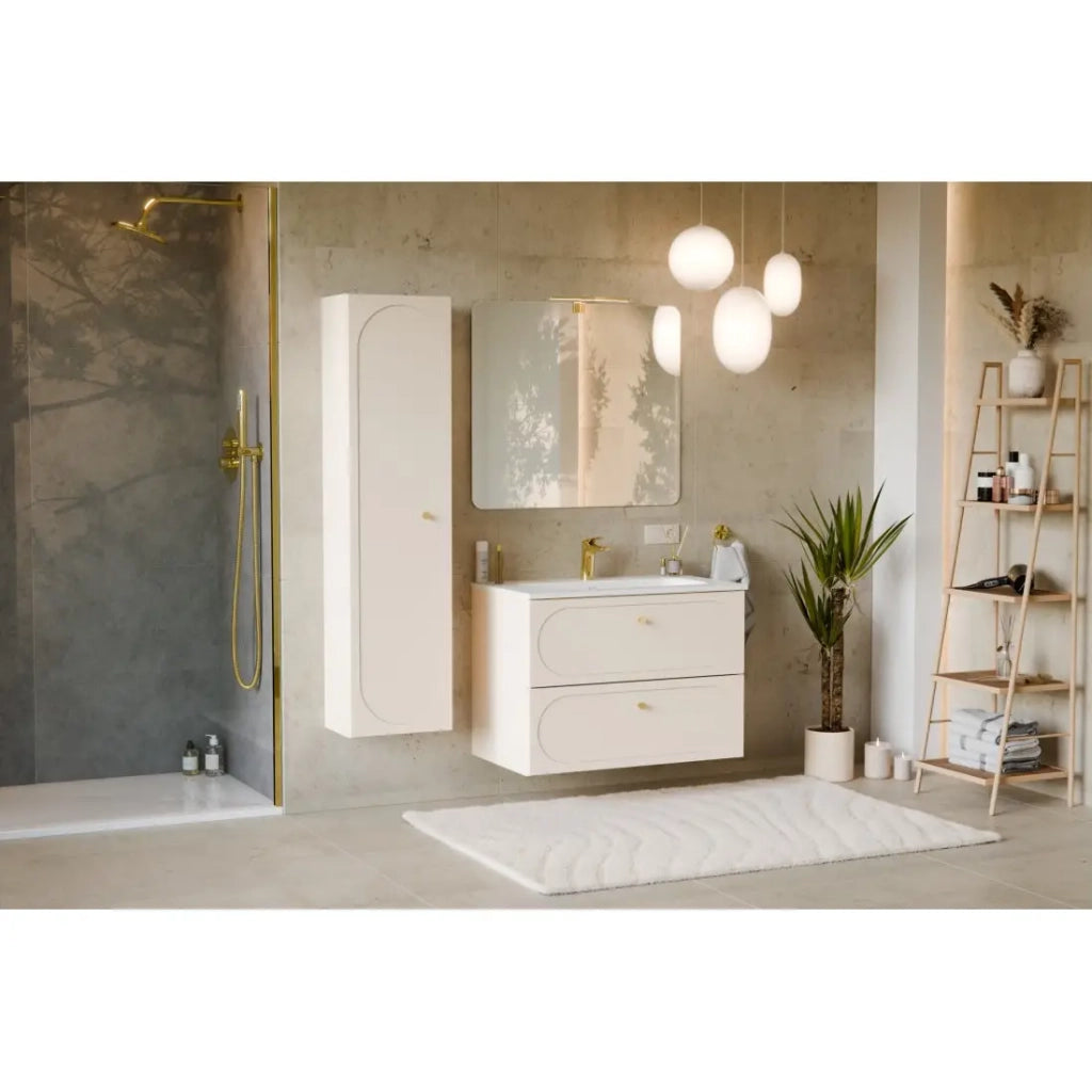 Mobile sottolavabo TORNADO 80 cm – 2 cassetti – Finitura sabbia – Stile contemporaneo