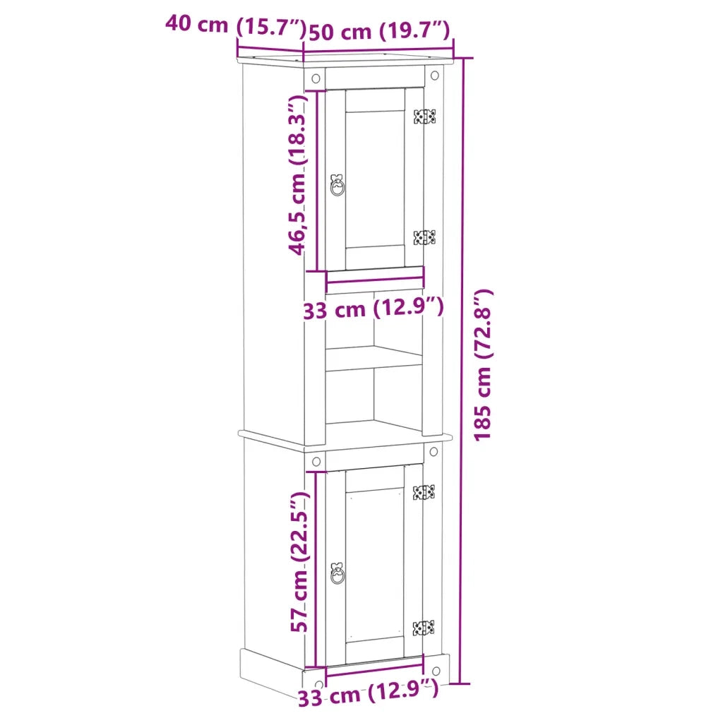 Mobile da Bagno Corona 50x40x185 cm in Legno Massello di Pino