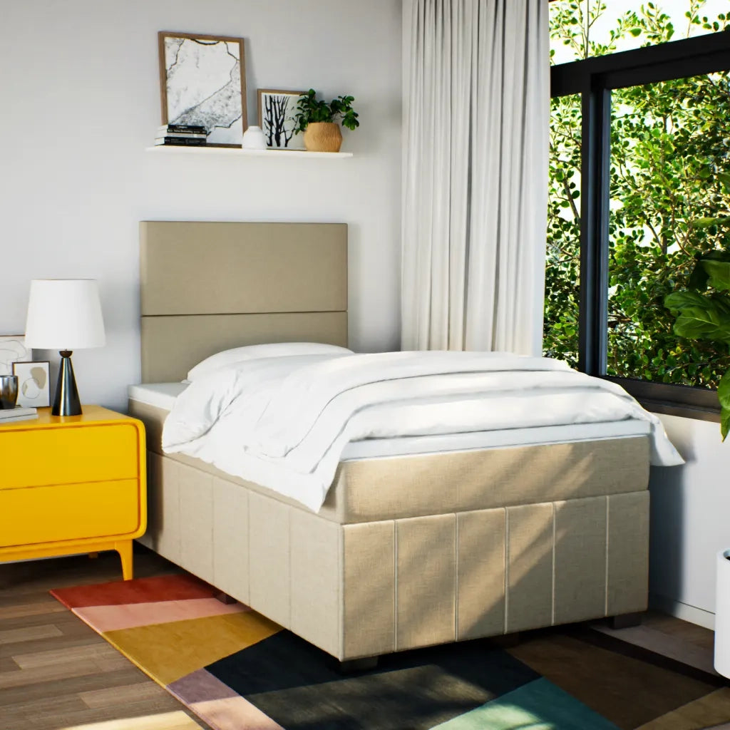 Giroletto a Molle con Materasso Crema 120x190 cm in Tessuto 3293905