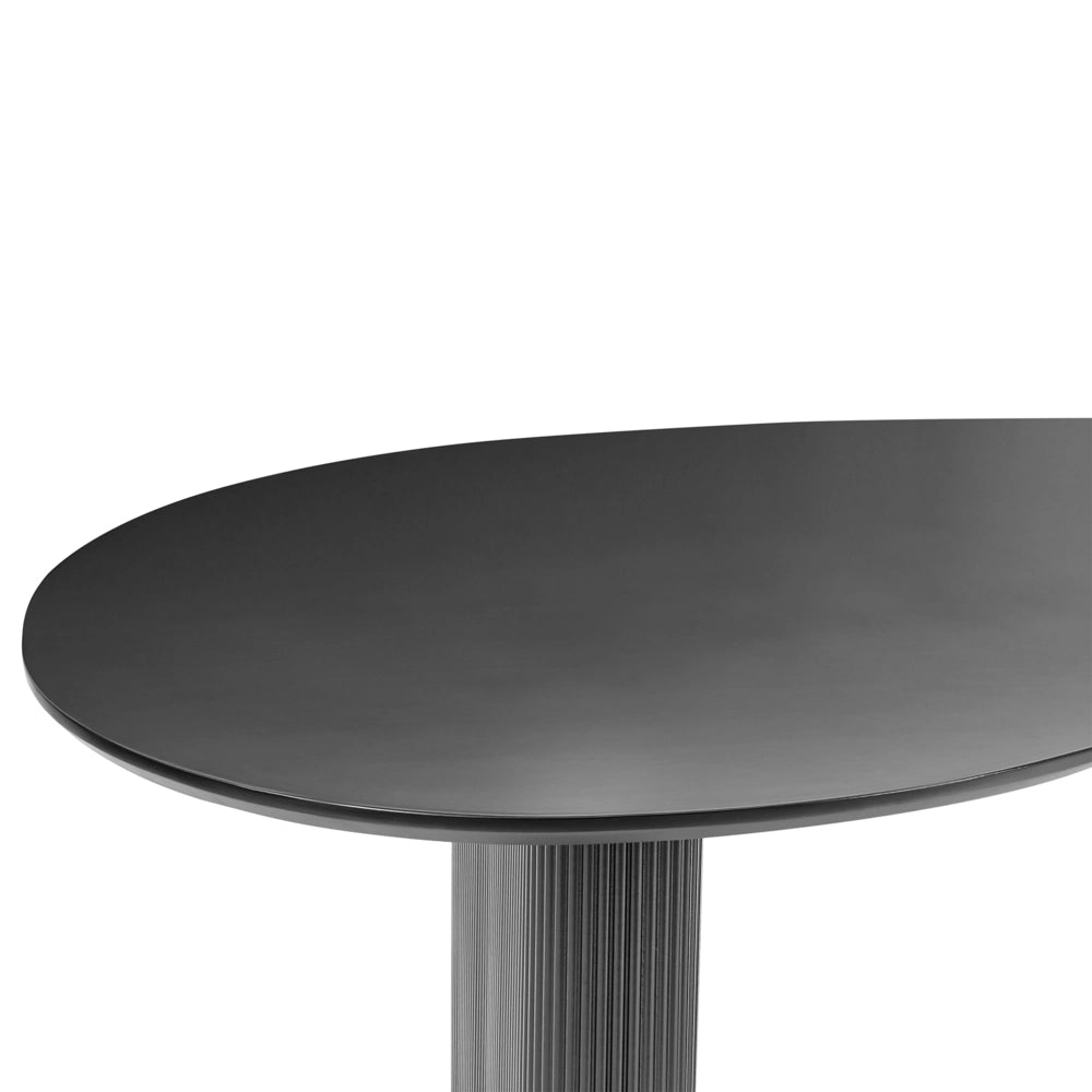 Tavolo da pranzo moderno 198 x 93 cm Forma irregolare Gambe nervate industriali MDF nero