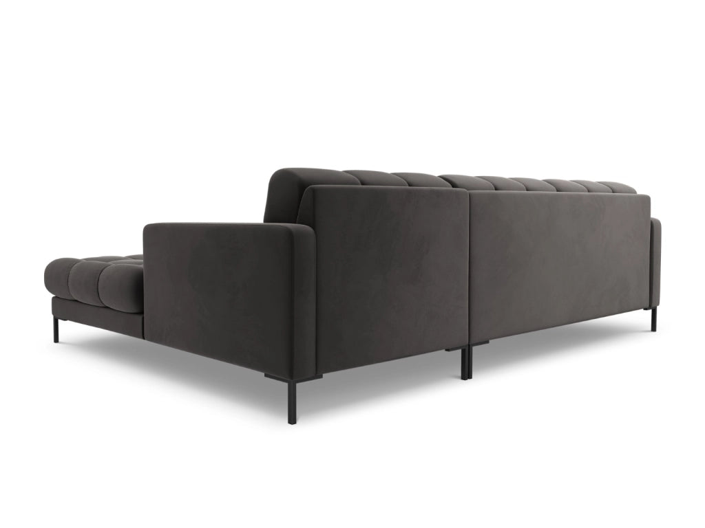 Cosmopolitan Design - Divano angolare destro "Bali" 5 posti in velluto grigio scuro 