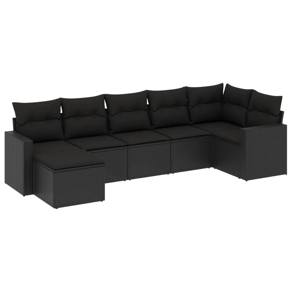 Set Divani da Giardino con Cuscini 7pz Nero Polyrattan 3251612