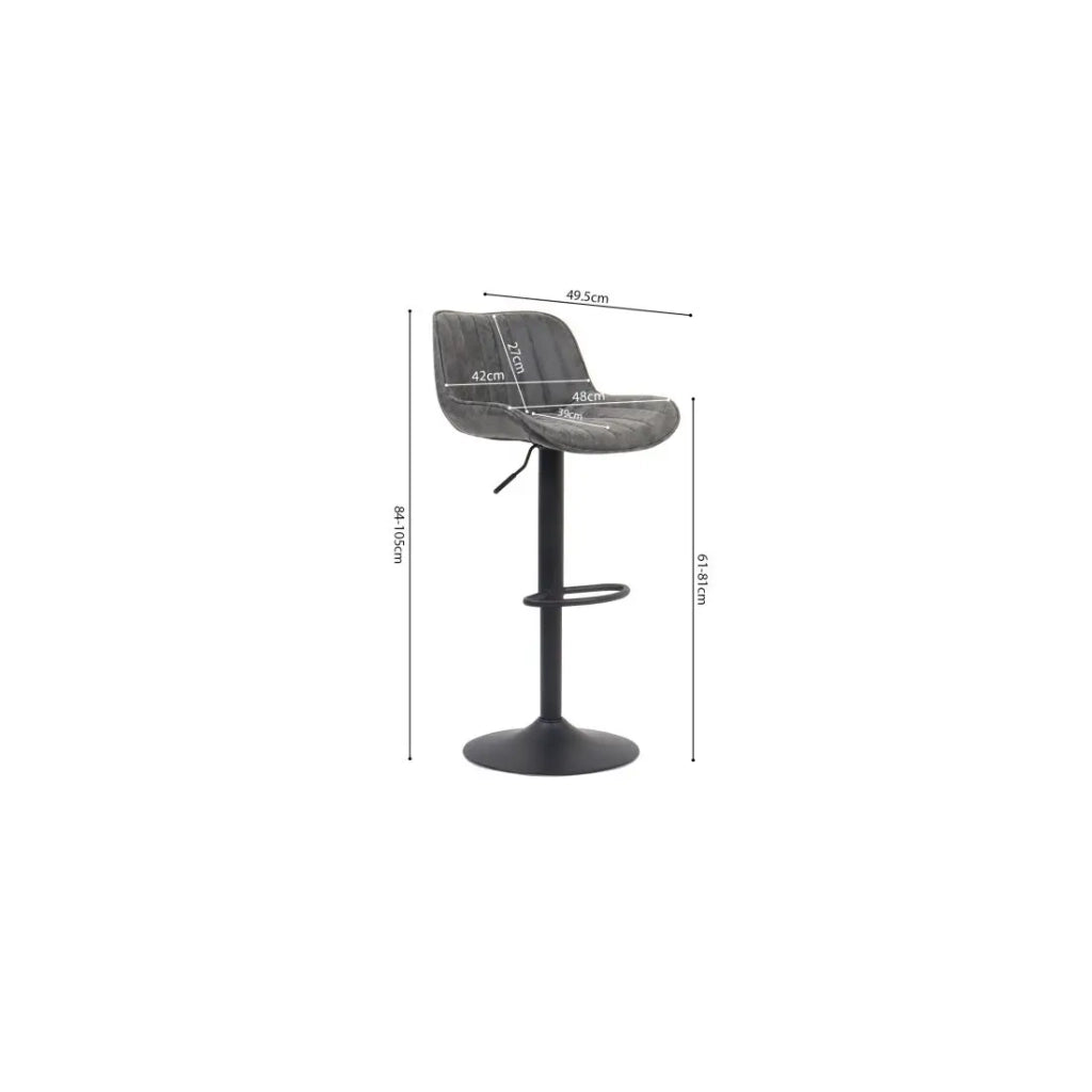 Sgabello da bar ZENA - Stile vintage - PU grigio - Seduta confortevole e di design