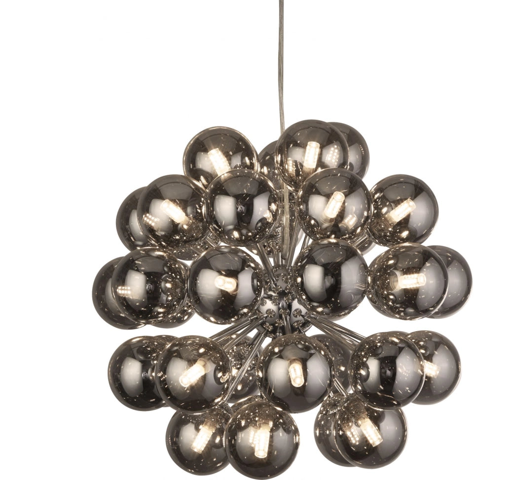 Berry 27Lt Pendant - Metallo cromato e vetro fumé