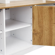 Mobile d'ingresso con 2 Ante; 3 Nicchie e Ganci; con Striscia LED USB; Stile Scandinavo; in MDF; 150??40??195 cm; Bianco