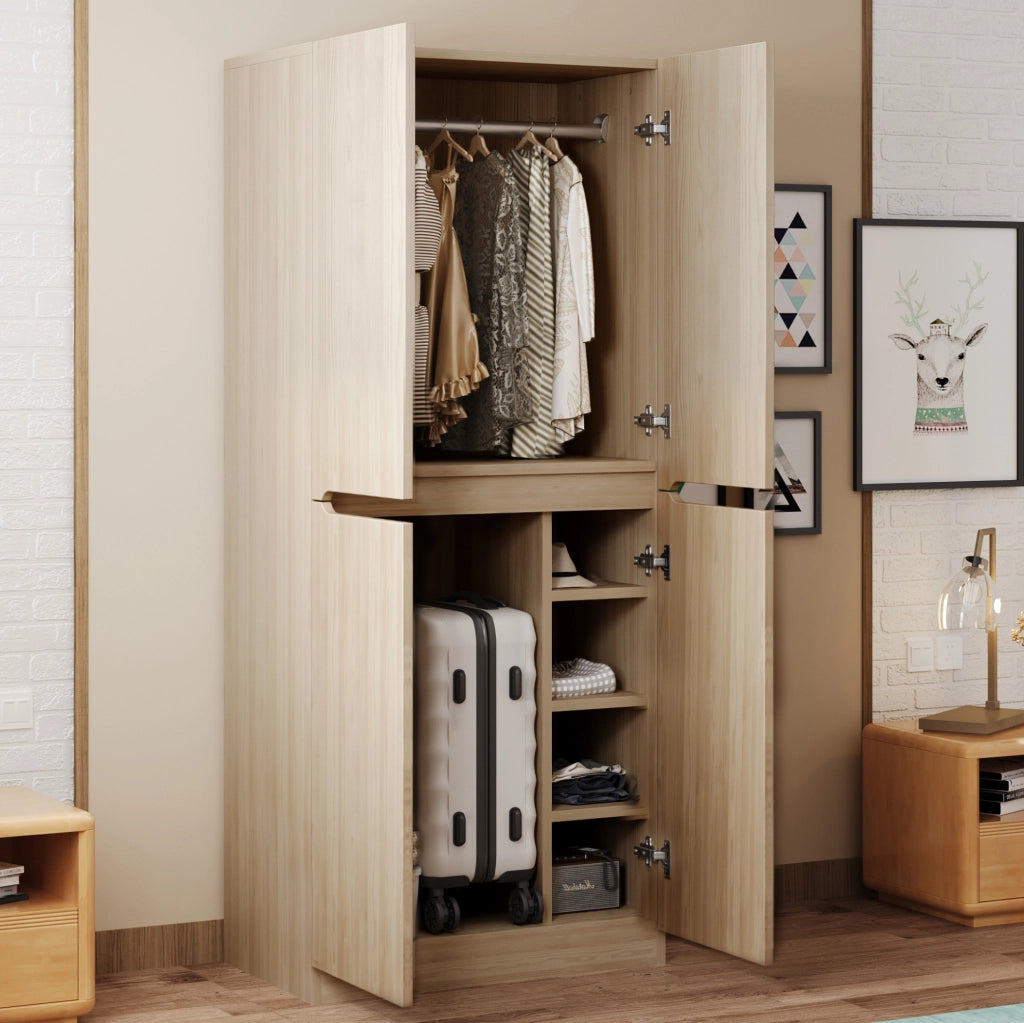 Armadio a doppia anta 70 x 40 x 170 cm in legno colore naturale