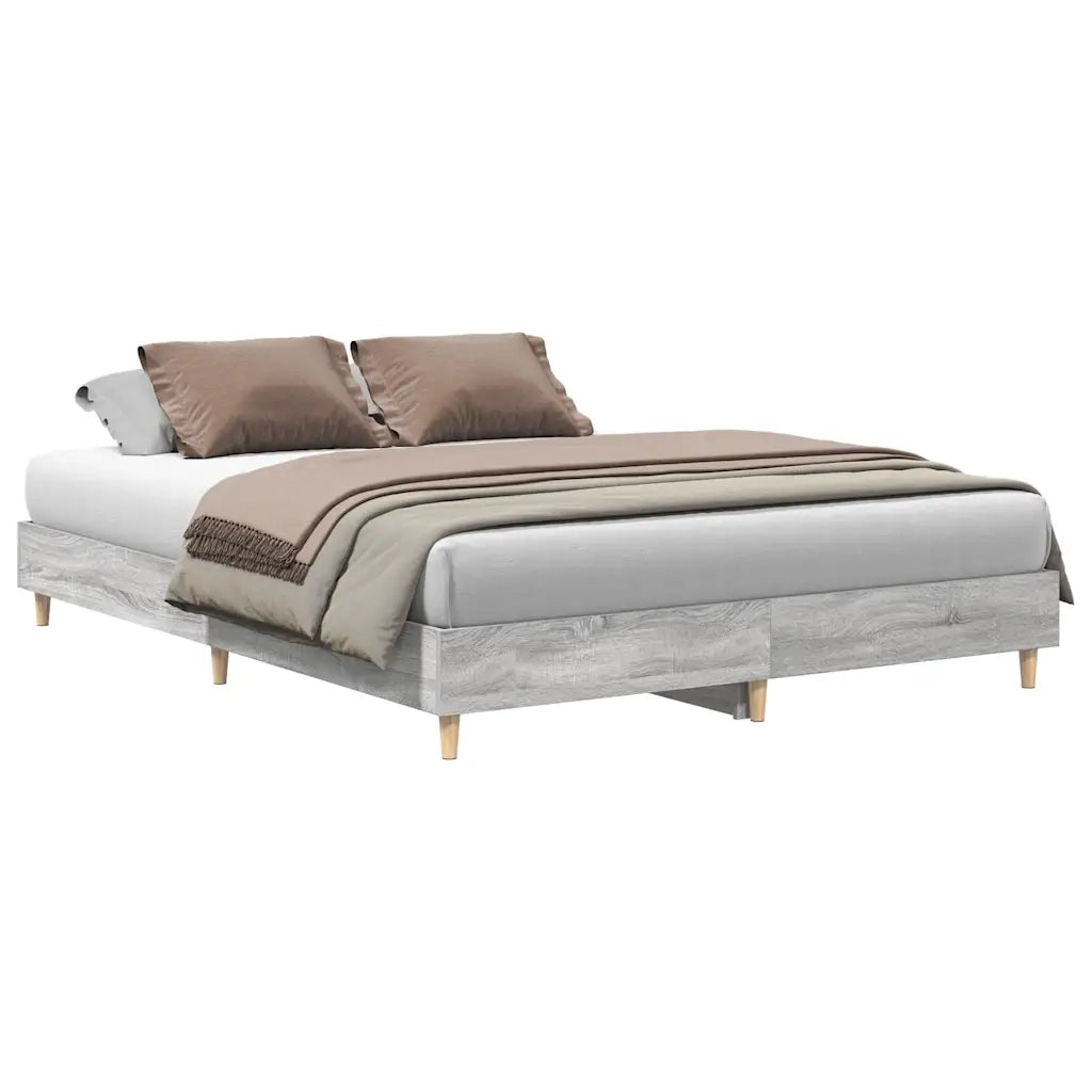 Letto matrimoniale | Letto per adulti | Giroletto senza Materasso Grigio Sonoma 150x200 cm Truciolato