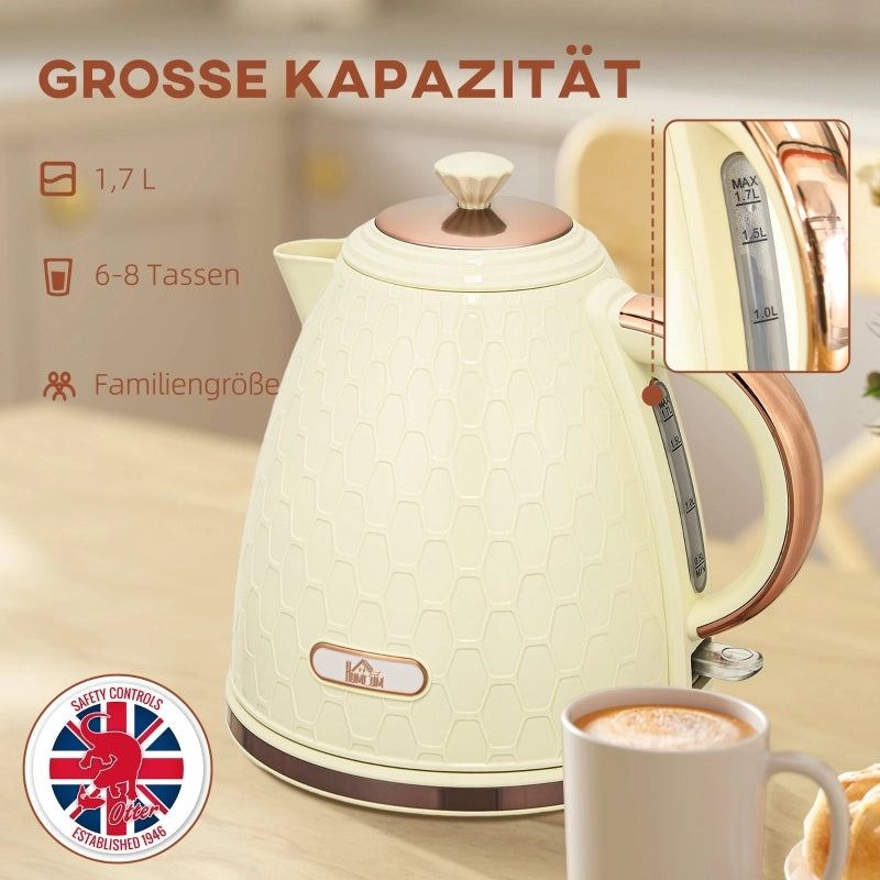 Bollitore elettrico, 2200W, con obl¨°, filtro, ebollizione rapida, beige