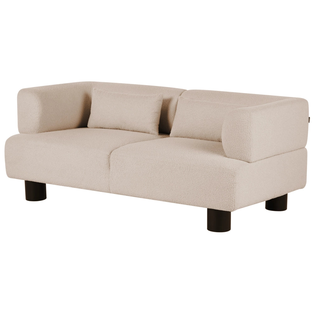Divano a 2 posti Rivestimento in tessuto beige con gambe in legno e braccioli lineari Materiale idrorepellente Stile moderno Soggiorno