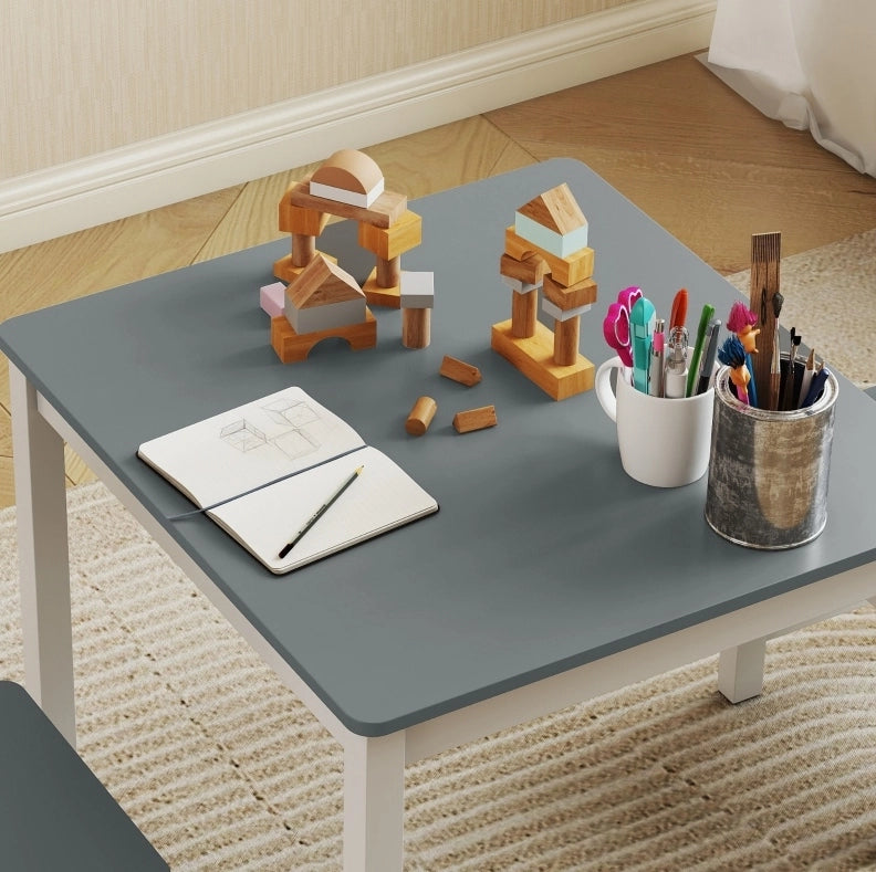 Set tavolo e 2 sedie per bambini grigio