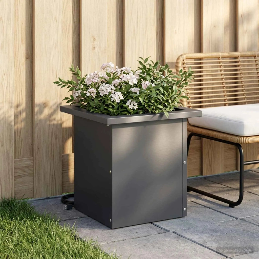 Fioriera da giardino con LED Antracite 30 x 30 x 30 cm Acciaio 8008060