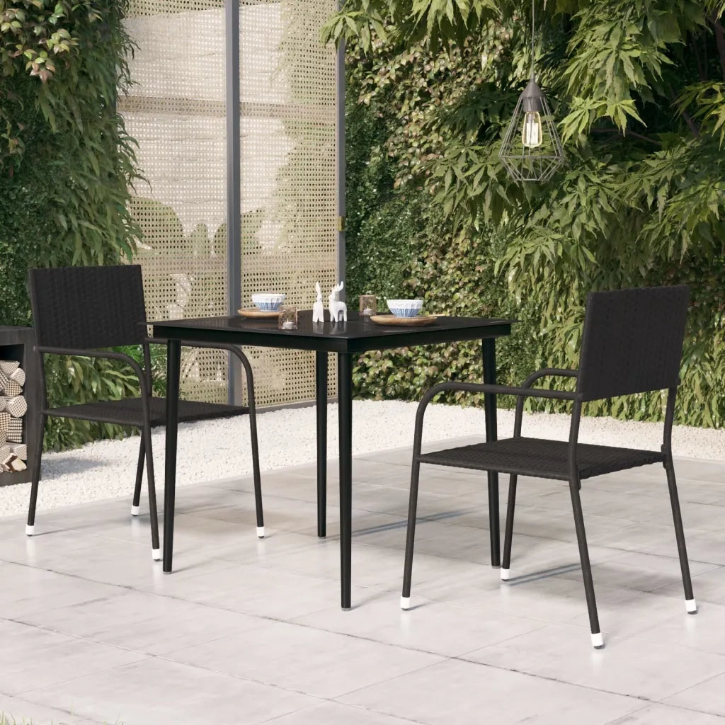 Tavolo da Giardino | Tavolino da esterno Nero 80x80x74 cm in Acciaio e Vetro