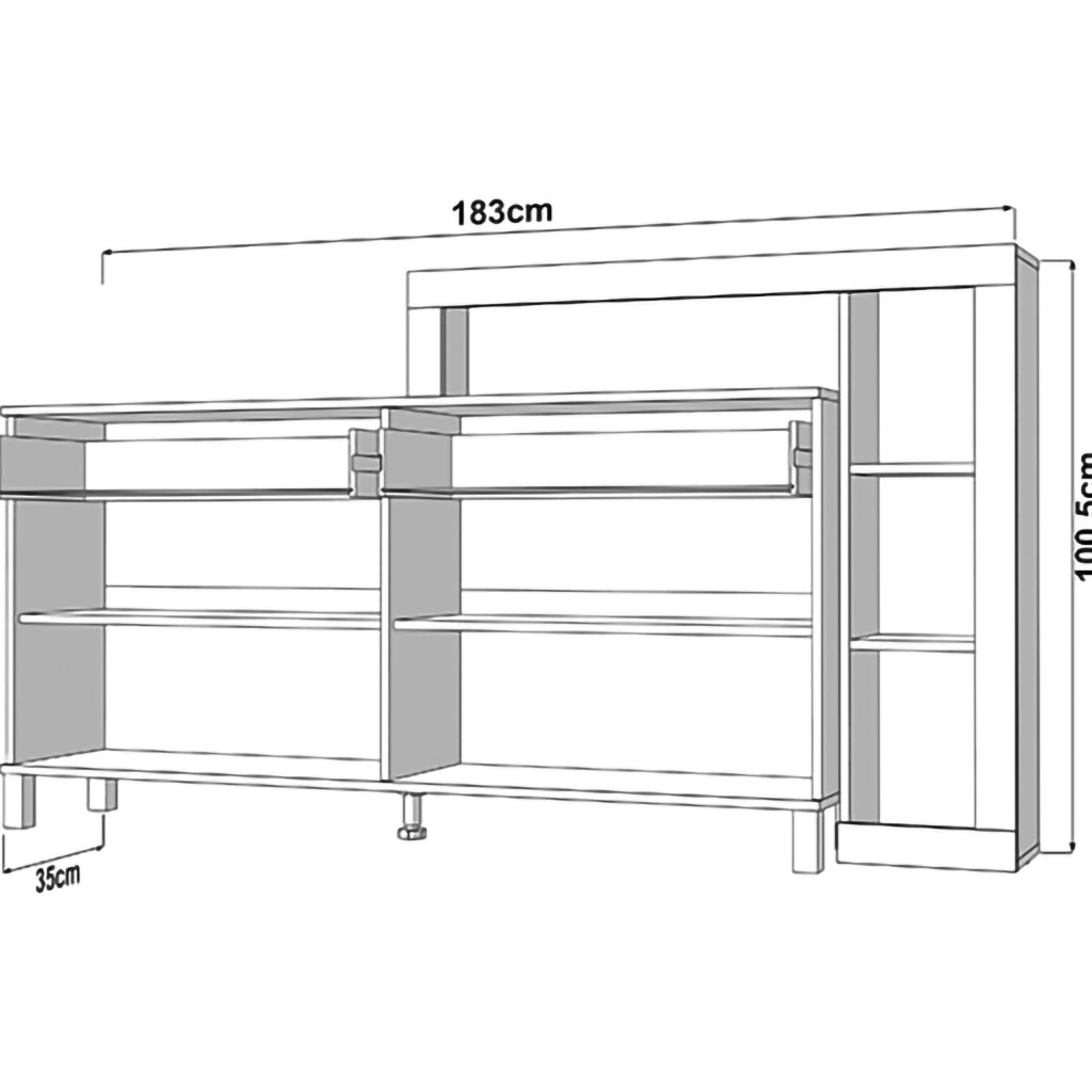 Madia Chefch, Credenza 2 Cassetti, 183x35x101h cm Marrone Rovere Nodi
