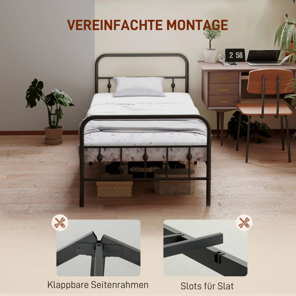 Telaio pieghevole in metallo nero per materasso 200x90 altezza 825 cm