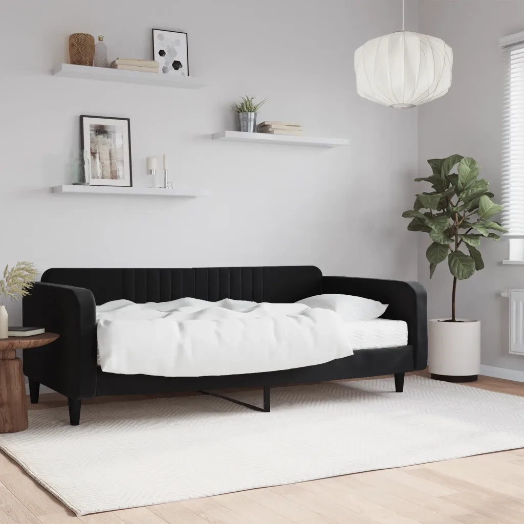 Divano letto | Sof¨¤ letto | Letto singolo con Materasso Nero 100x200 cm in Velluto