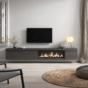 Mobile TV Soggiorno, 288x35x45cm, TV di grande formato, Camino elettrico XXL, da appendere, Nero RF3611