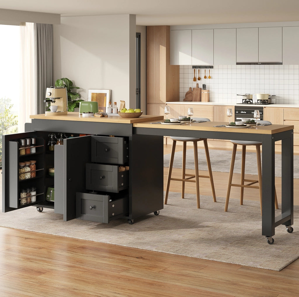 Isola cucina estensibile 116-179,5 x 45 x 89 cm MDF nero, mobile