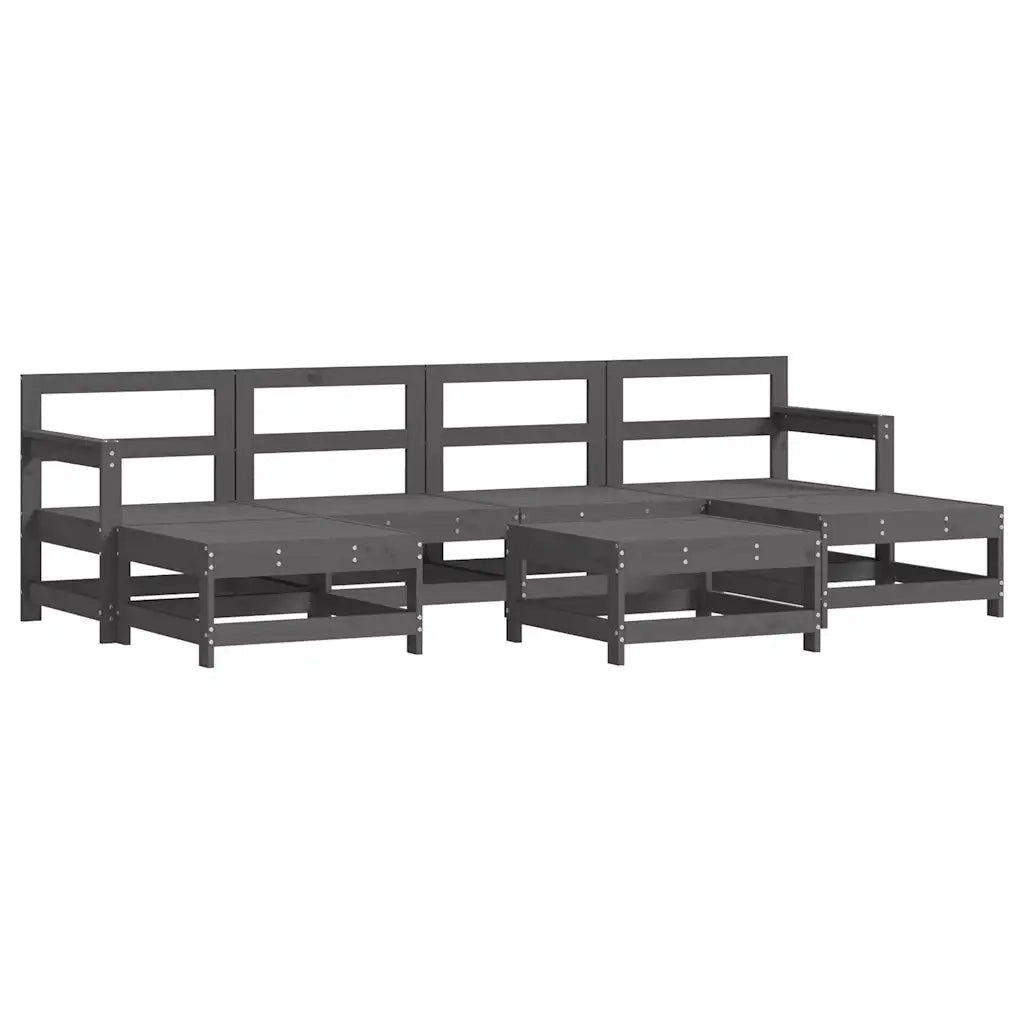 Set Divani da Giardino 7pz con Cuscini in Legno Massello Grigio 3185943