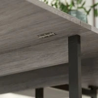 Tavolo Pieghevole a 2 Ribalte per 4 Persone con 2 Ripiani Aperti, in Legno e Metallo, 133.4x80x75 cm, Grigio