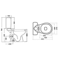 Vaso per monoblocco felce con scarico a muro