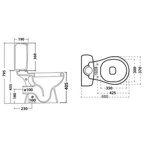 Vaso per monoblocco felce con scarico a muro