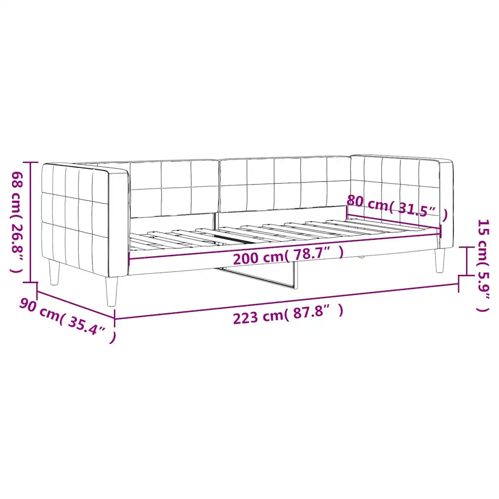 Letto da Giorno Grigio Scuro 80x200 cm in Velluto 354002