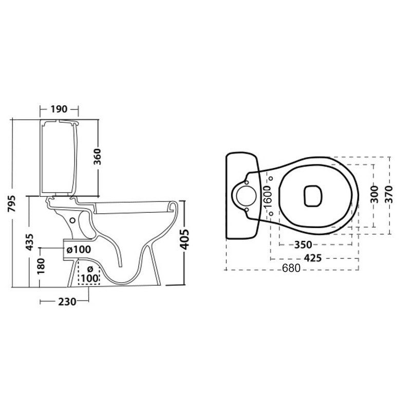 Vaso per monoblocco felce con scarico a pavimento
