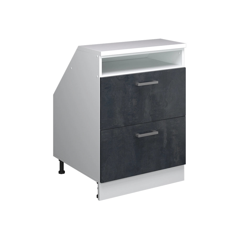 Mobile sottotetto Rion Calce nera/Bianco 60 x 83.8 cm con 2 cassetti, carcassa 60 cm profondità Vicco