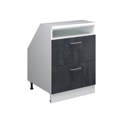 Mobile sottotetto Rion Calce nera/Bianco 60 x 83.8 cm con 2 cassetti, carcassa 60 cm profondità Vicco