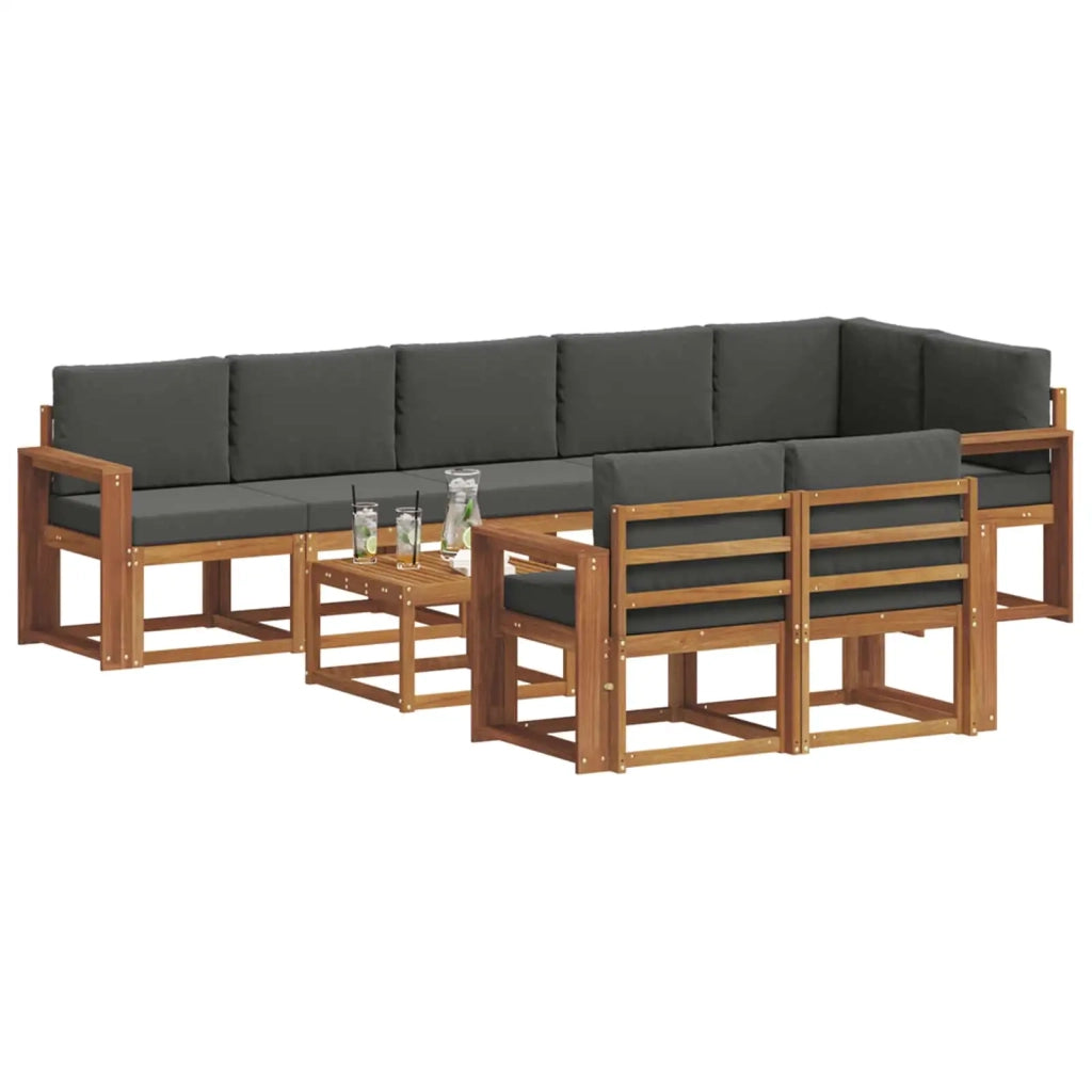 Set di divani da esterno con cuscino 9 pcs Naturale e Antracite 3366610