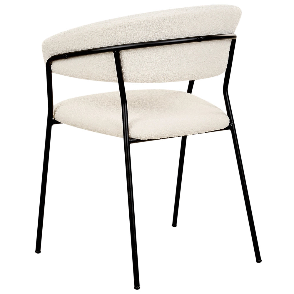 Set di 2 sedie da pranzo moderne imbottite in velluto con braccioli schienale curvo gambe nere crema Design moderno e contemporaneo
