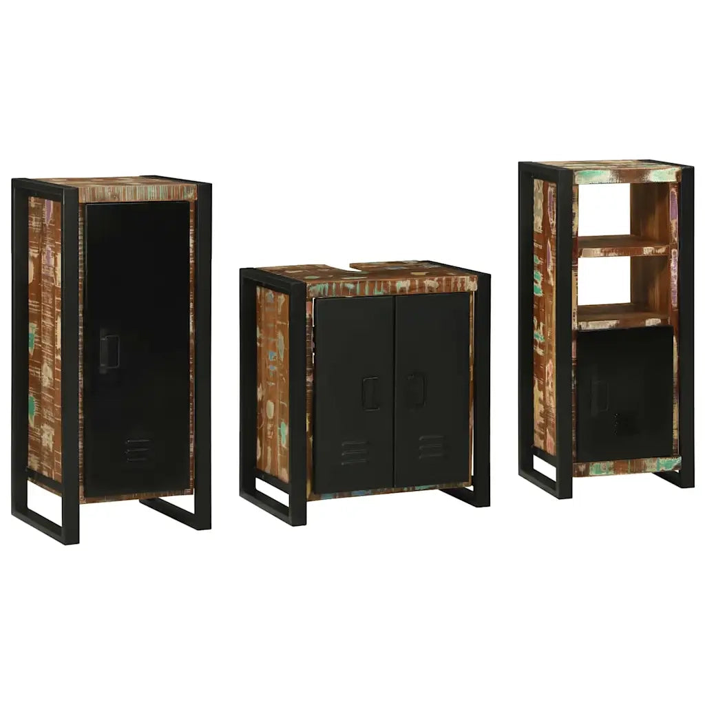 Set di mobili per il bagno 3 pcs Legno Recuperato Massello