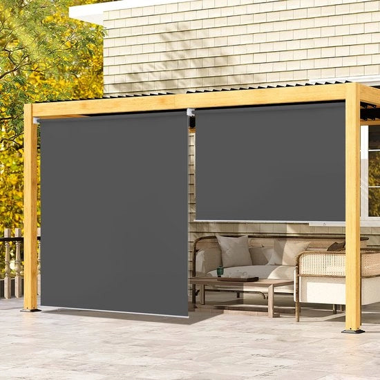 Veranda 100x240cm - Donkergrijs - Impermeabile & Protezione UV 80% - 2 Pezzi