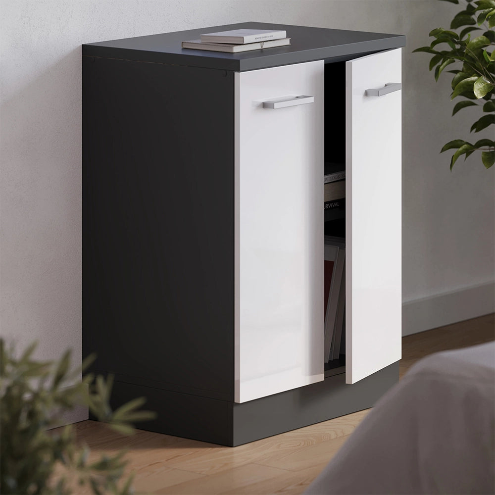 Mobile per mansarda Rion Bianco lucido/Antracite 60 x 83.8 cm senza inclinazione con 2 ante Vicco